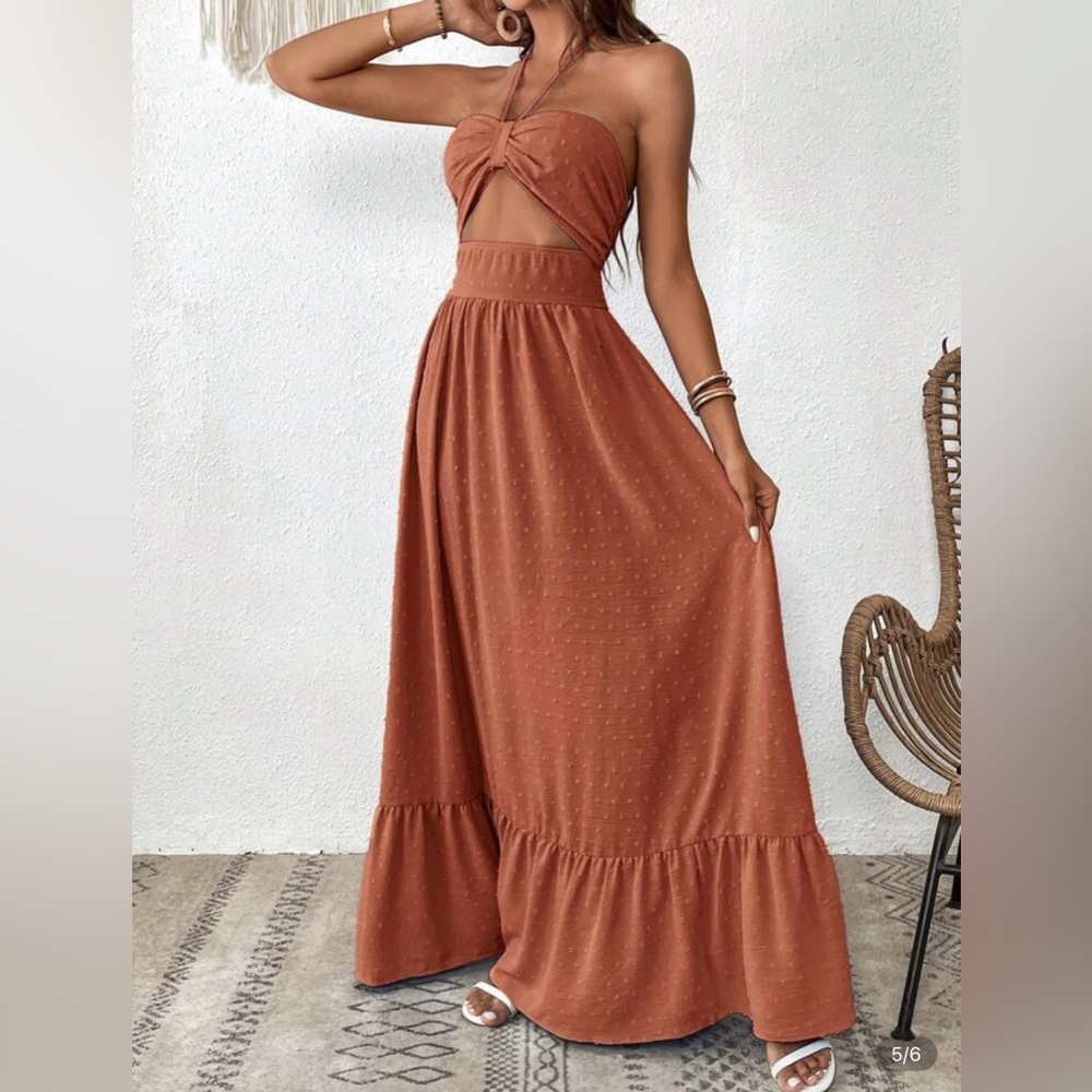 SHEIN Orange Red Maxi Skirt A-line Resort Wear